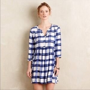 Anthropologie Maeve Devery Dress Blue White Size XS